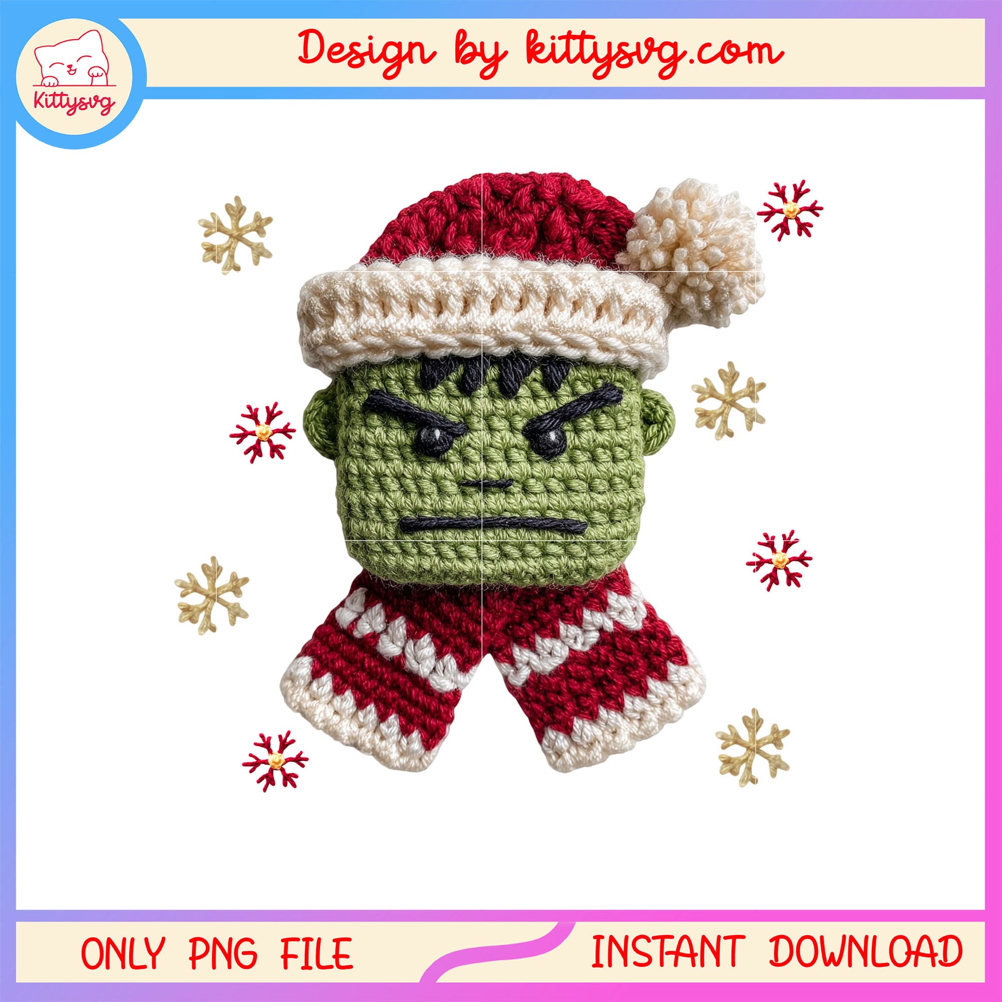 Hulk face christmas patchwork png, marvel hulk character png