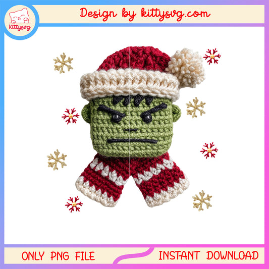 Hulk face christmas patchwork png, marvel hulk character png