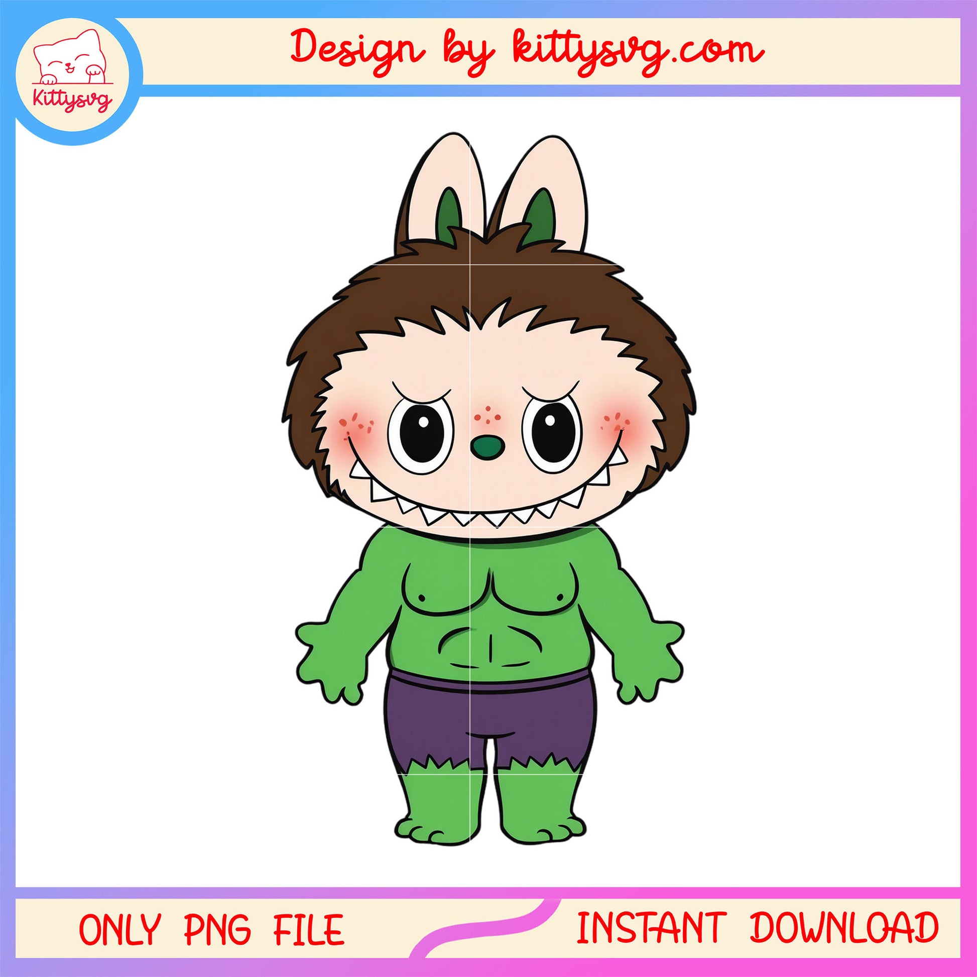 Hulk labubu doll clothes design png, labubu clothing png