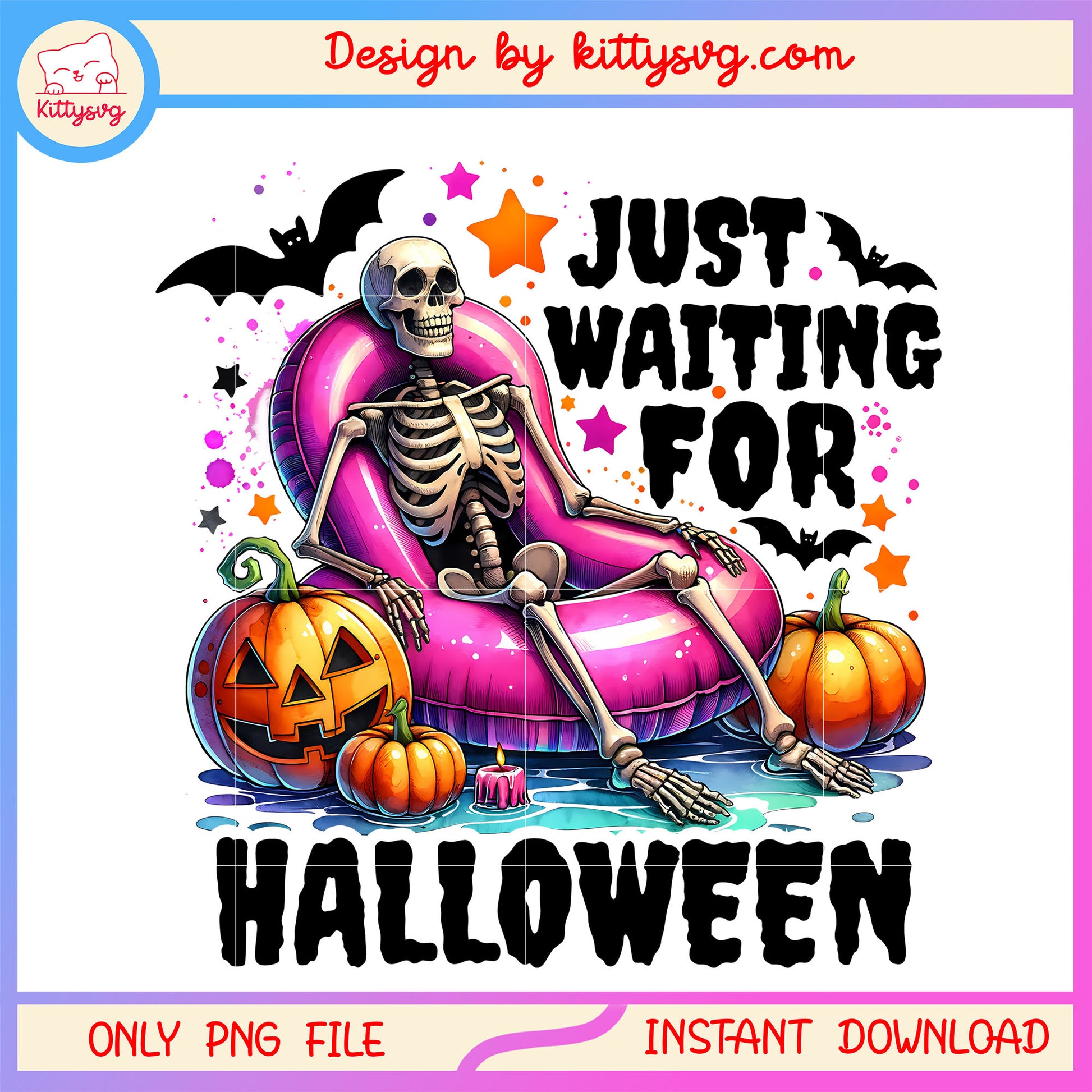 Human skeleton just waiting for halloween png, horror skeleton png, halloween pumpkin png