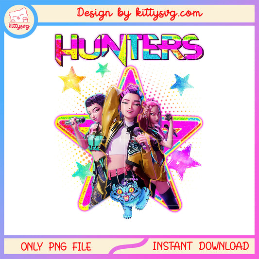 Hunter girls members design png, kpop hero team huntrix png