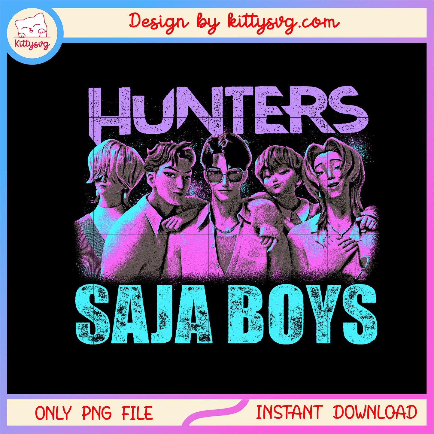 Hunters saja boys movie design png, demon hunters movie png
