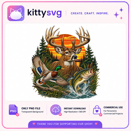 Hunting Fishing Duck Deer PNG, Wildlife Sunset PNG, Outdoors PNG