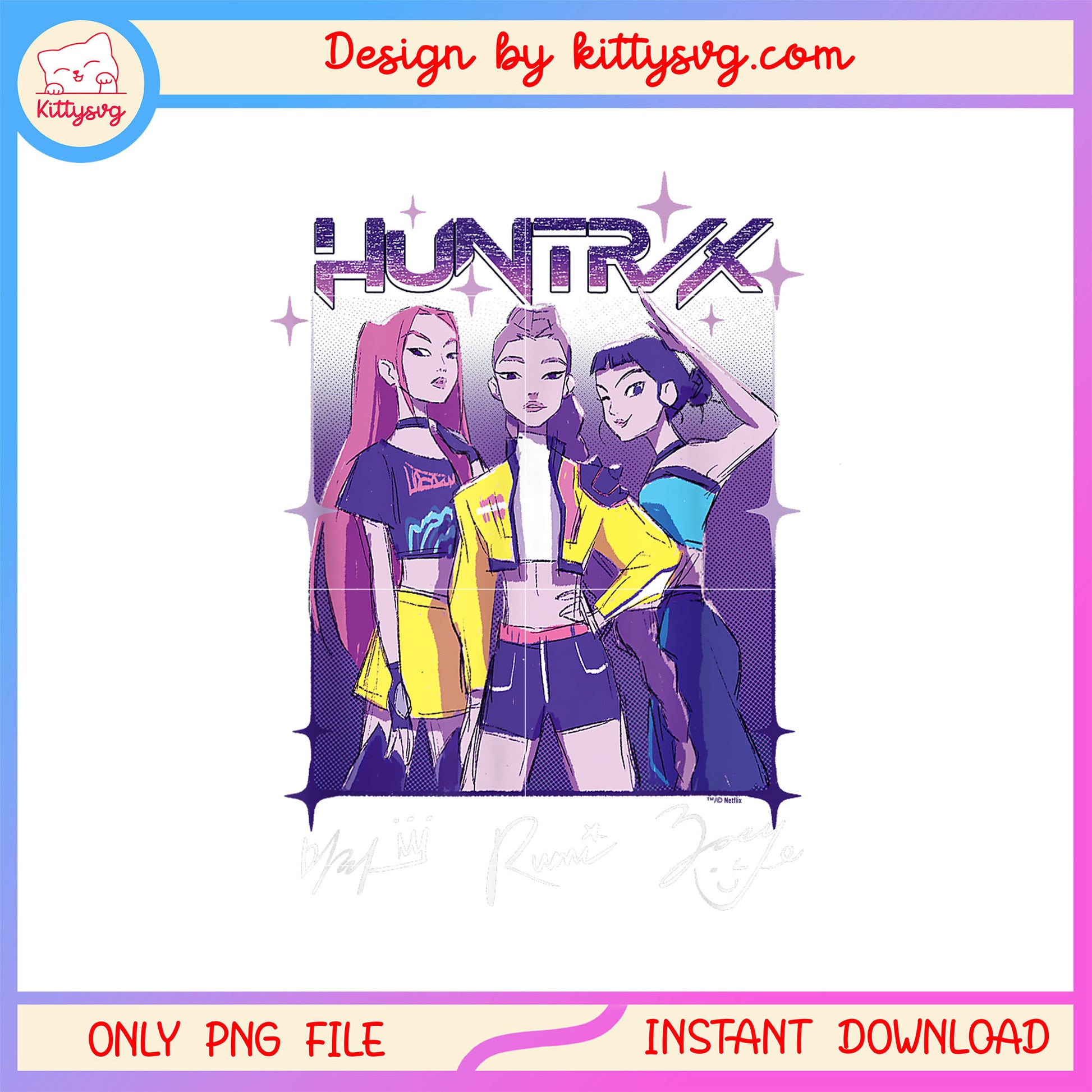 Huntrix band officially licensed t-shirt png, the huntrix band png