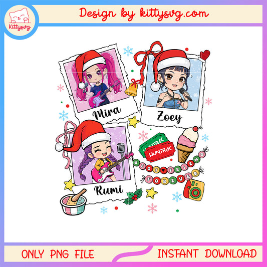 Huntrix bracelet christmas name card png, huntrix kpop png