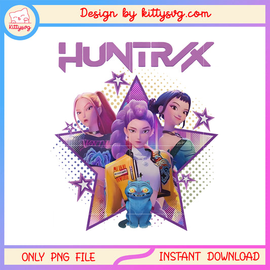 Huntrix characters star design png, huntrix movie png, hip hop band png