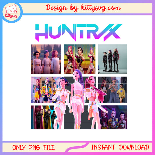 Huntrix concerts design png, kpop demon hunters group png 