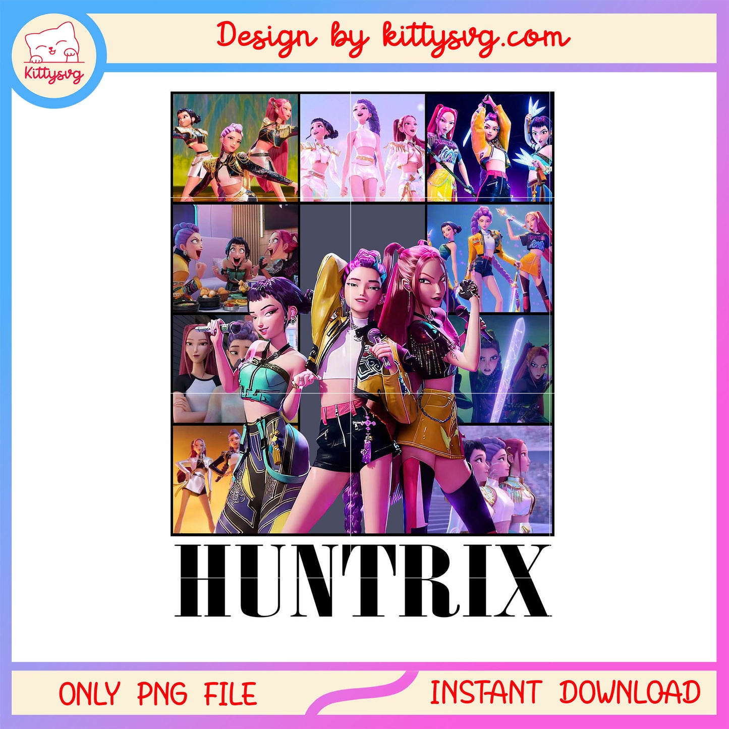 Huntrix concerts outfits design png, huntrix demon hunter png