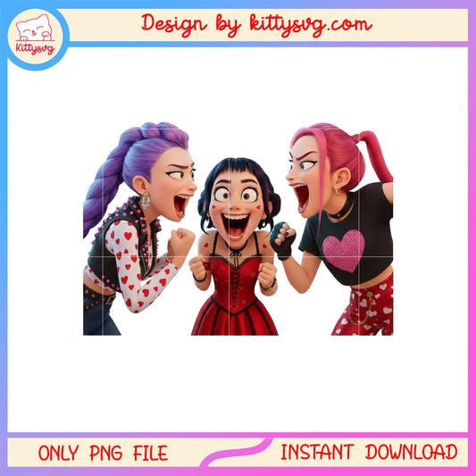 Huntrix excited design  valentine day png,  kpop demon hunters png