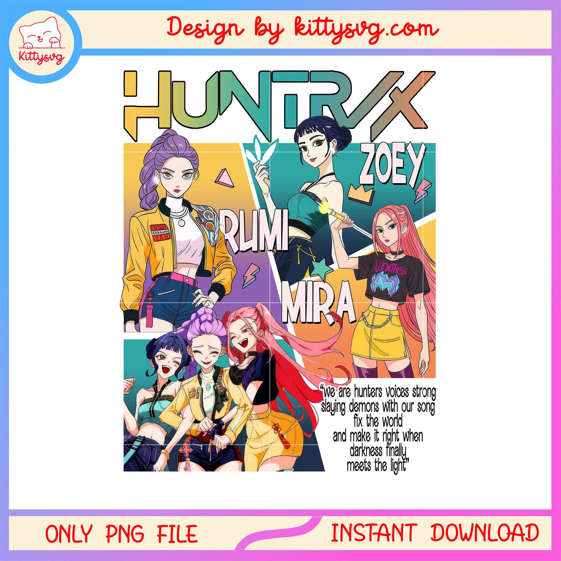 Huntrix girl band golden song lyric png, sword of demon hunter png