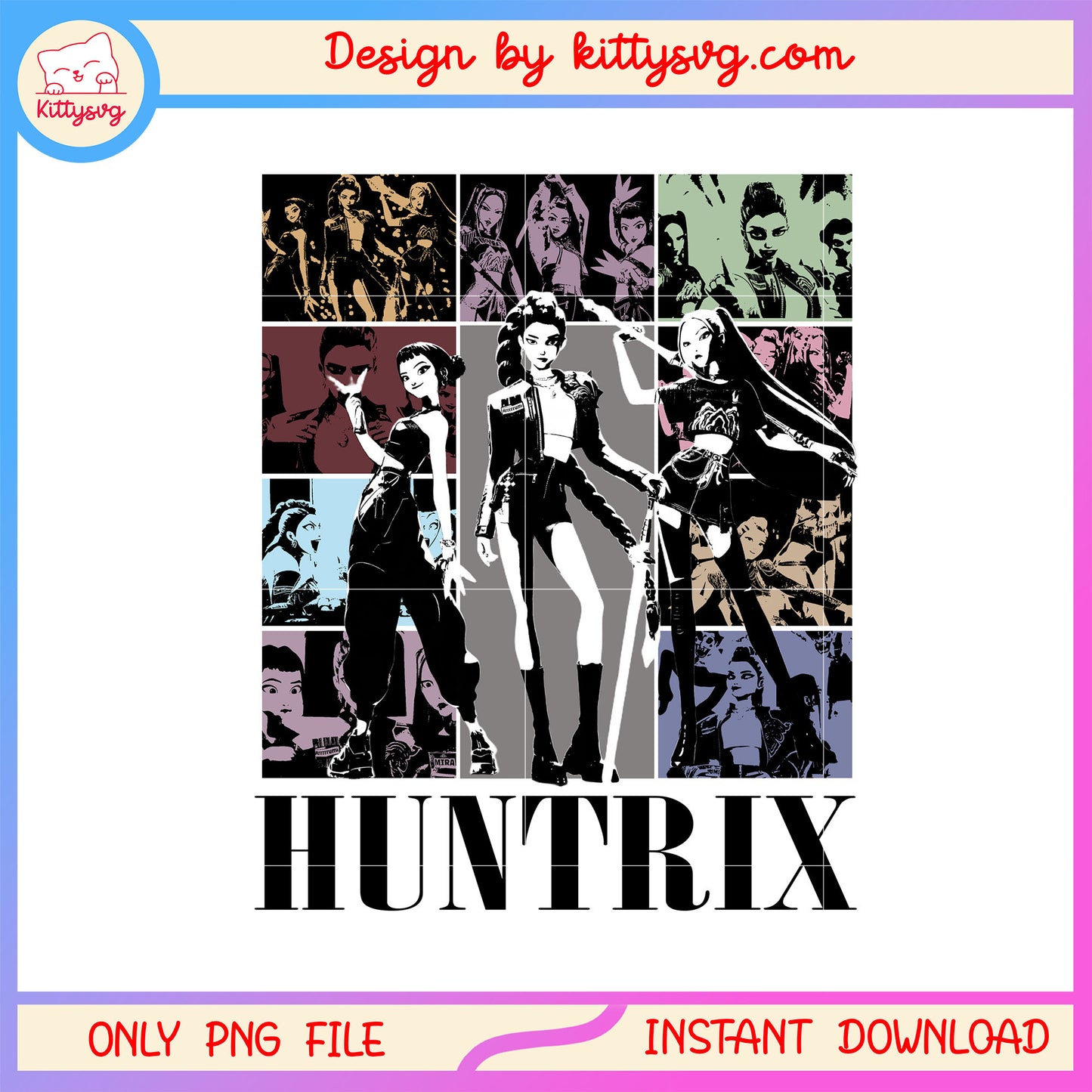 Huntrix girl group concert design png, kpop outfits png