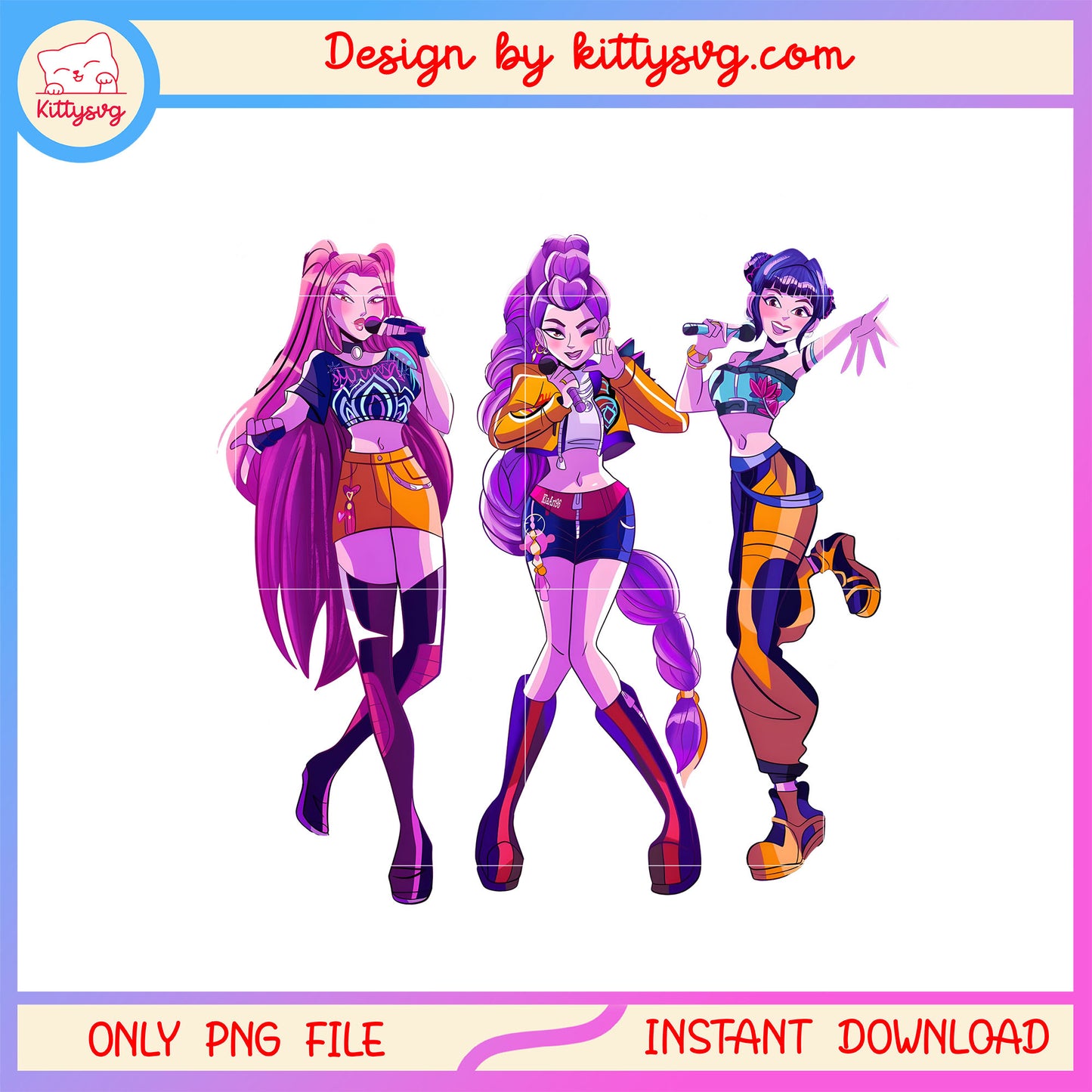 Huntrix girls dancing design png, the huntrix concerts png