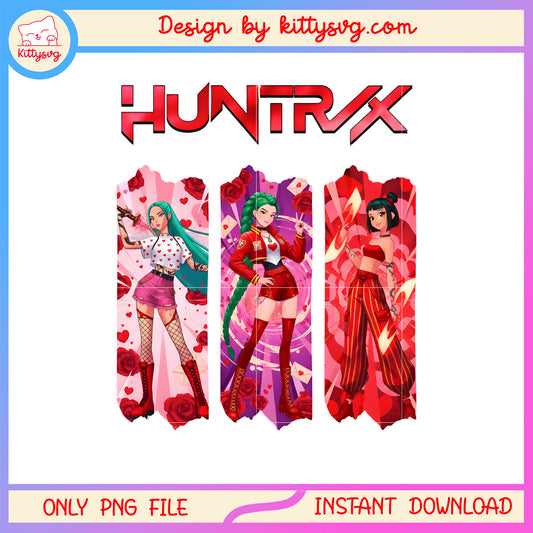 Huntrix girls kpop costume valentine png,  kpop demon hunters png