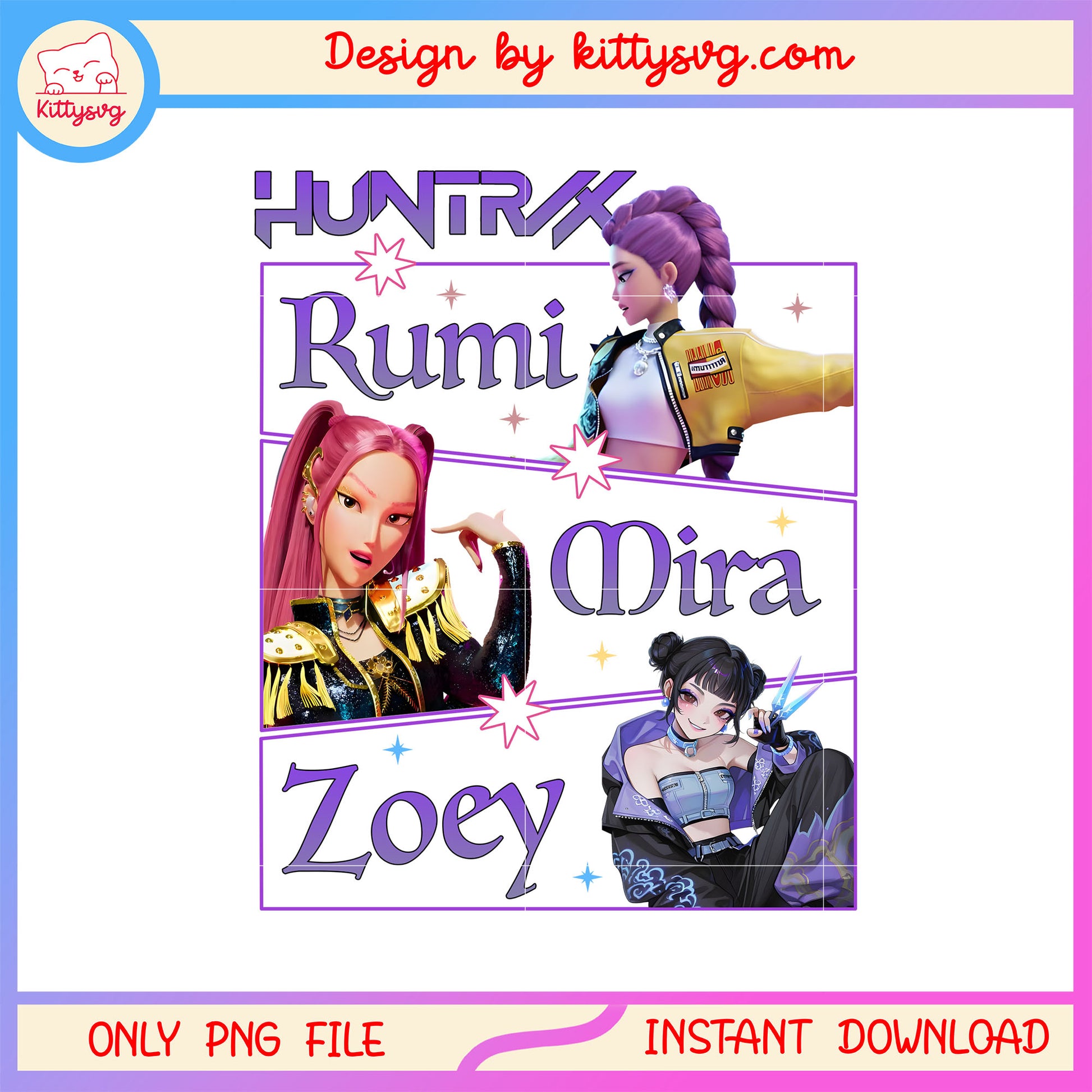 Huntrix girls kpop demon hunters png, kpop manga png, huntrix png 