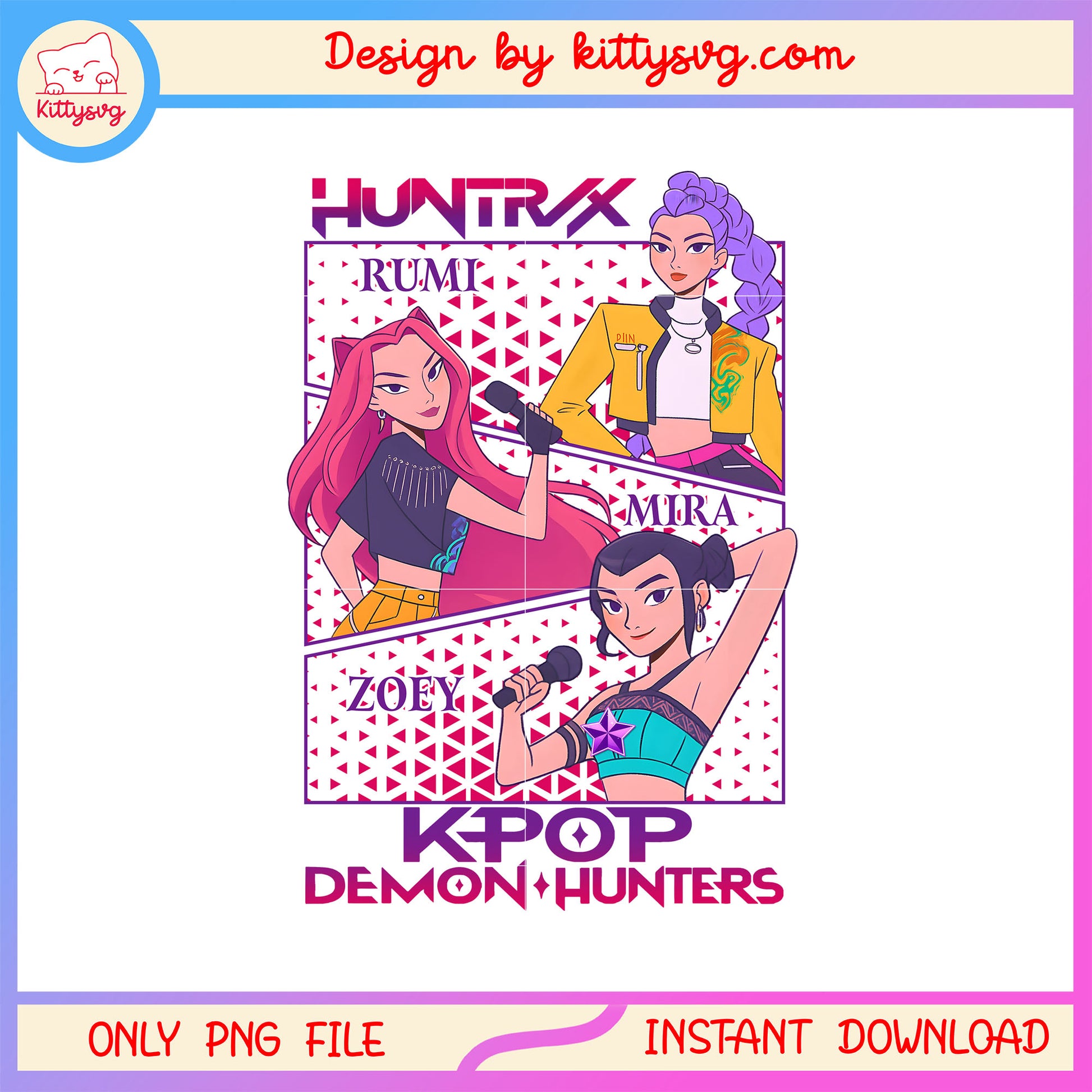 Huntrix girls kpop girl band members png, kpop huntrix png