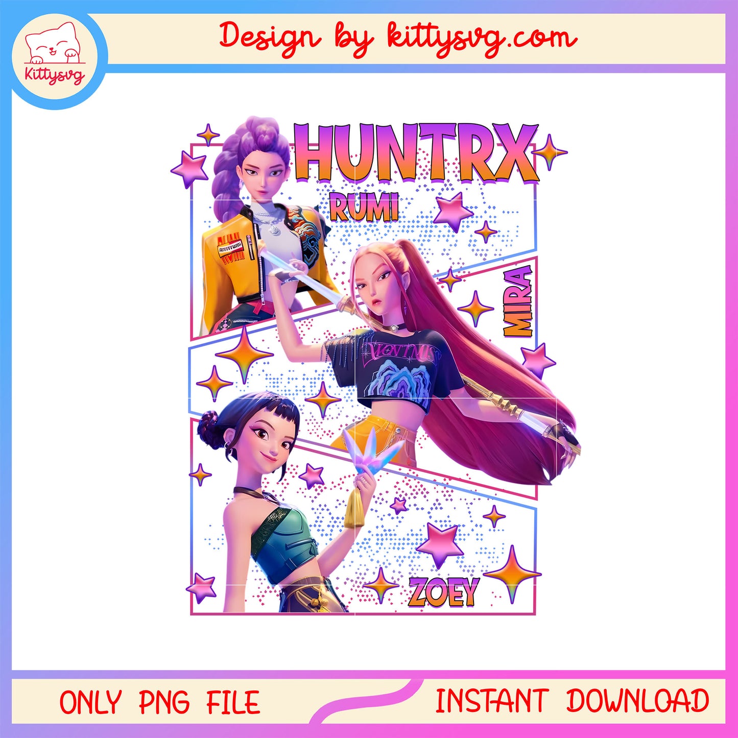Huntrix golden outfits design png, kpop pop star png