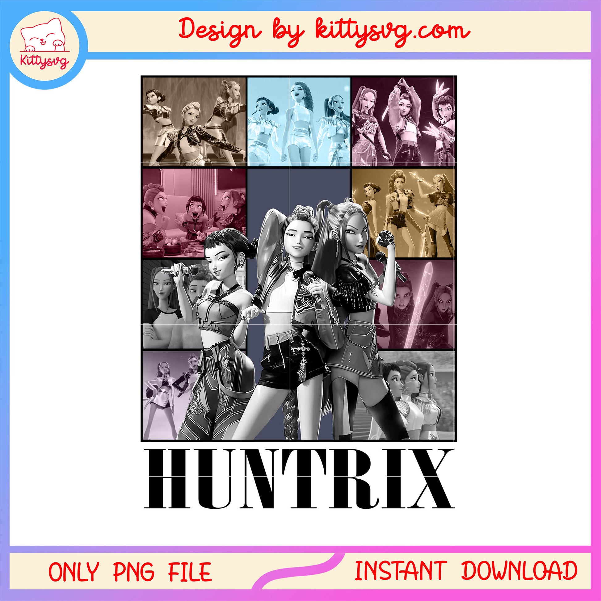 Huntrix kpop band concert design png, huntrix kpop png