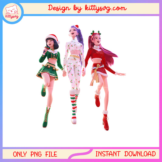 Huntrix kpop dancing funny christmas clipart png, kpop movie png