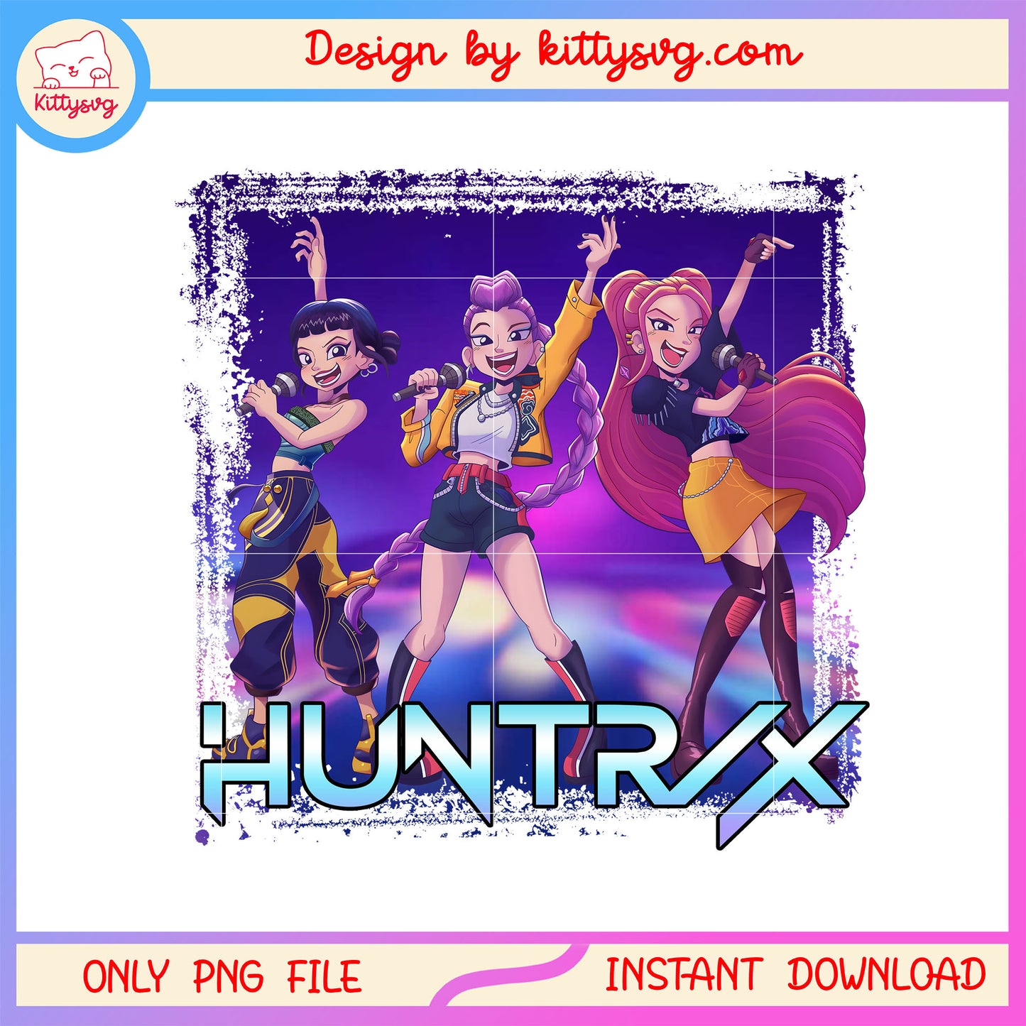 Huntrix kpop demon hunters picture design png, huntrix kpop team png