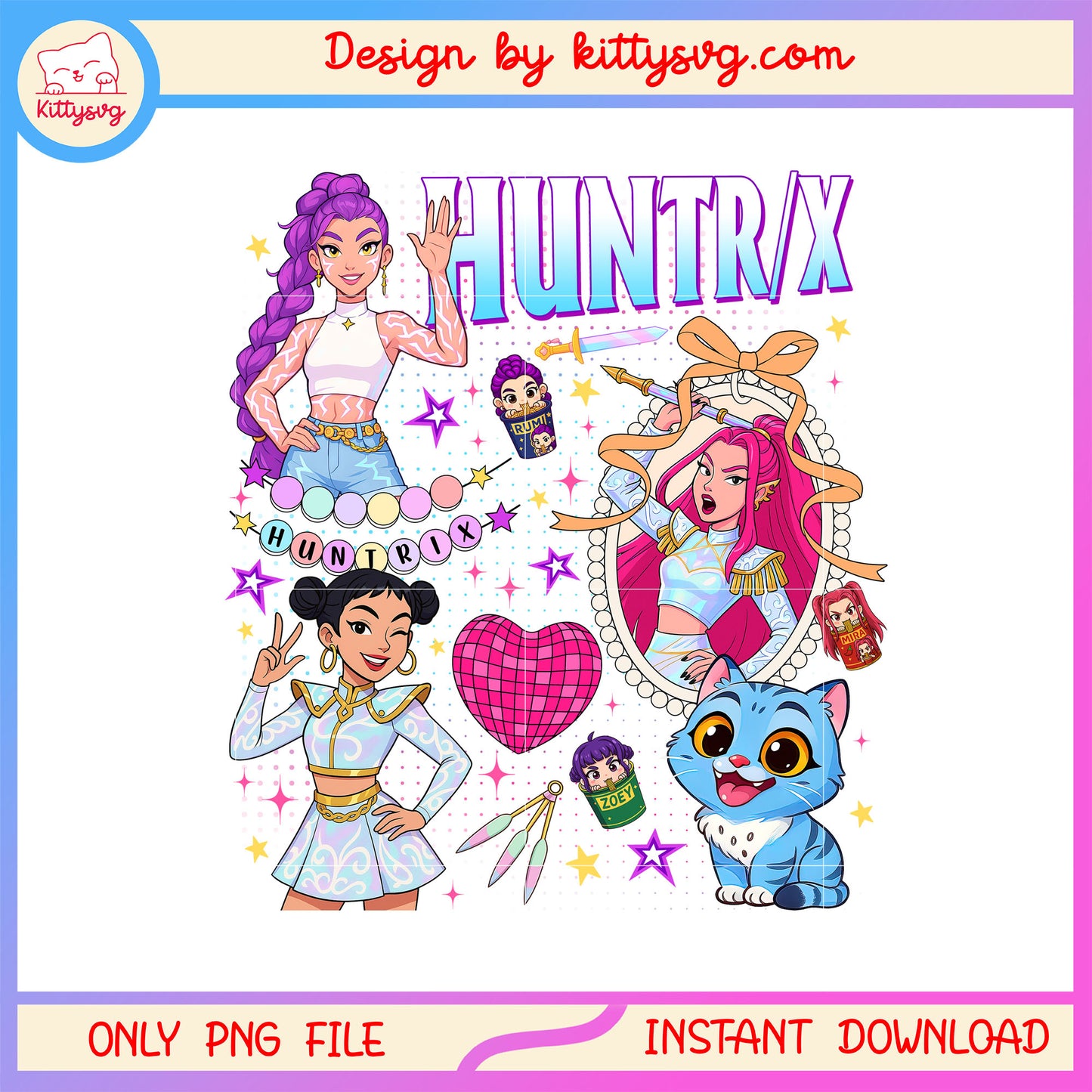 Huntrix kpop demon hunters t-shirt png, kpop demon hunters png