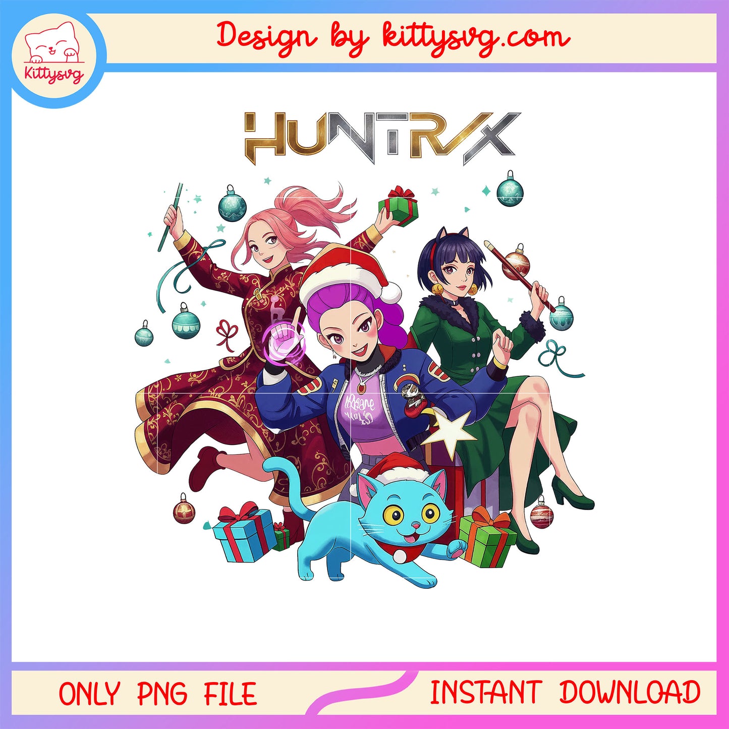 Huntrix kpop derpy tiger merry christmas png, merry christmas png