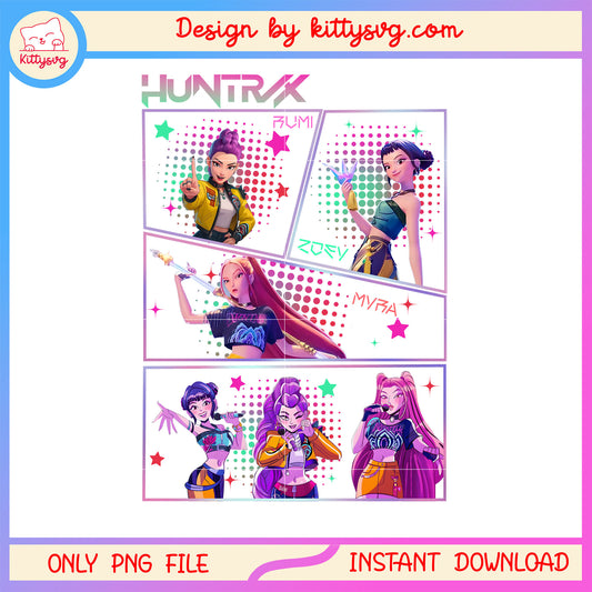 Huntrix kpop girl groups png, huntrix kpop demon hunters png
