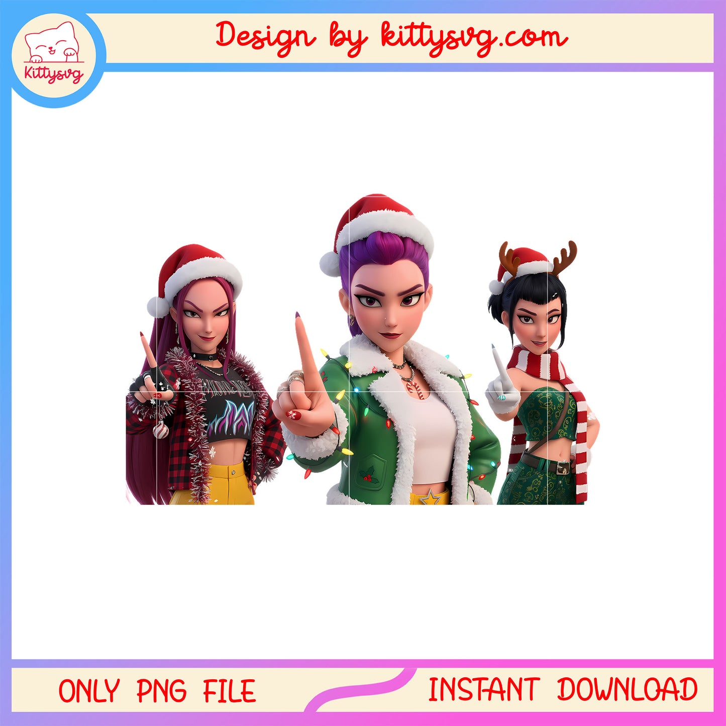 Huntrix kpop hand one funny christmas clipart png, kpop group png