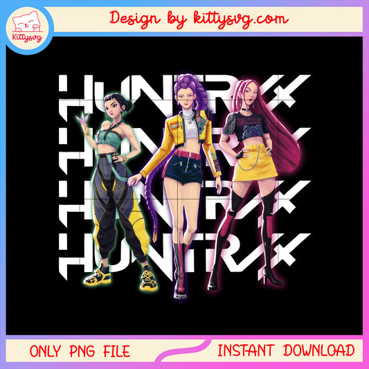 Huntrix kpop hunter characters design png, the huntrix png