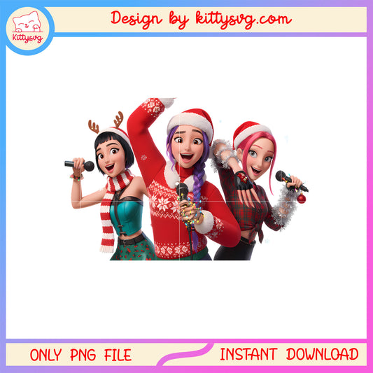 Huntrix kpop singing merry christmas png, the huntrix png