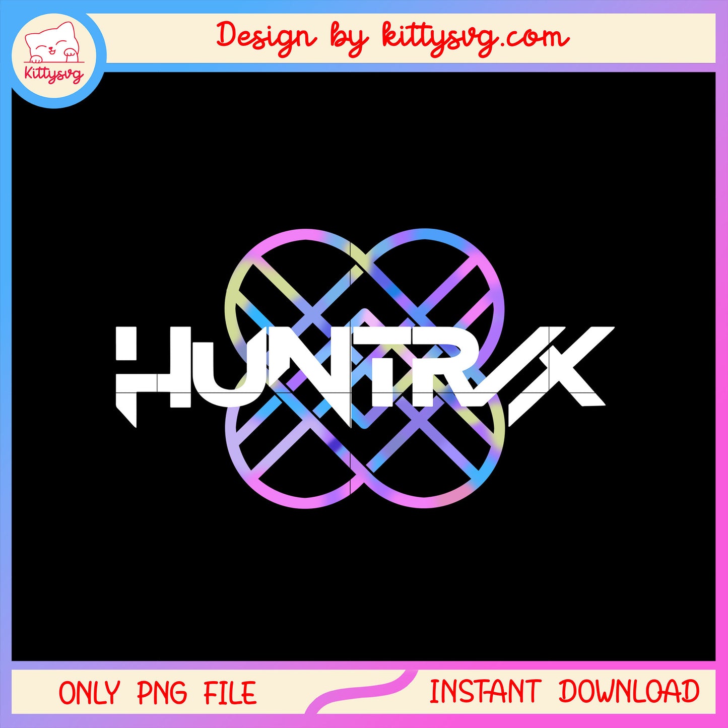 Huntrix logo hologram design png, huntrix cartoon png