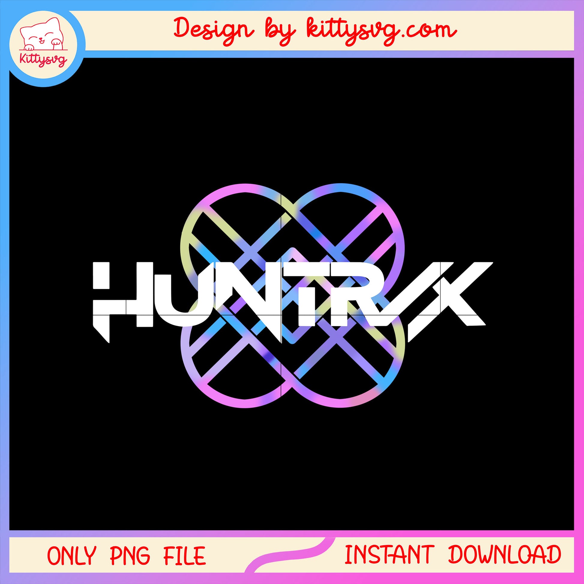 Huntrix logo hologram design png, huntrix cartoon png