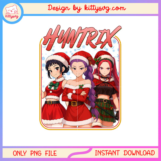 Huntrix members christmas eve design png, christmas decoration png