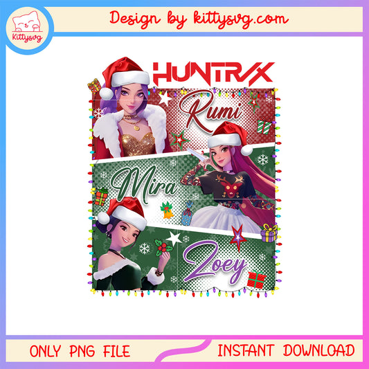 Huntrix members name kpop christmas png, huntrix names png