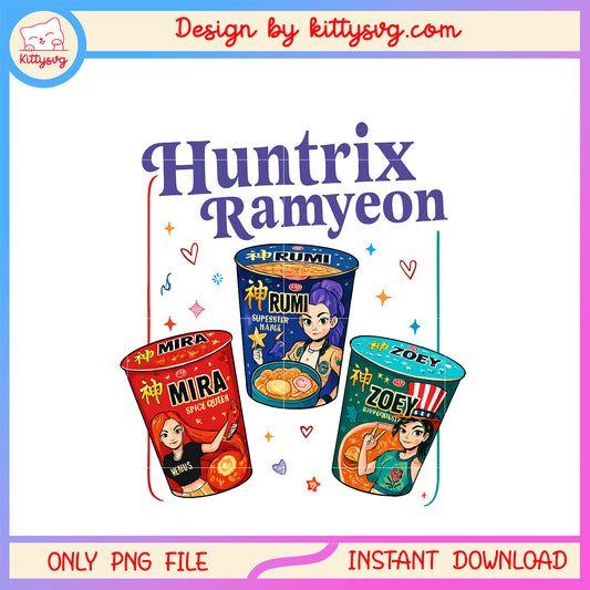 Huntrix ramyeon design png, demon hunters png, hunters movies png