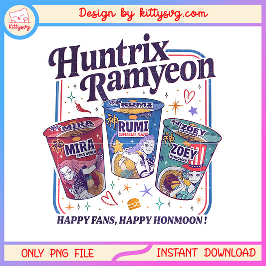 Huntrix ramyeon happy fans happy honmoon png, huntrix ramen png