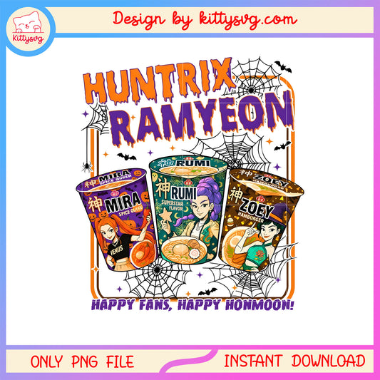Huntrix ramyeon happy fans honmoon halloween png, huntrix png