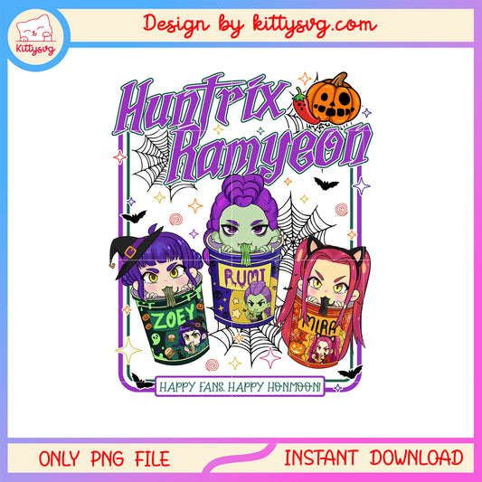 Huntrix ramyeon happy halloween design png, kpop ramen png