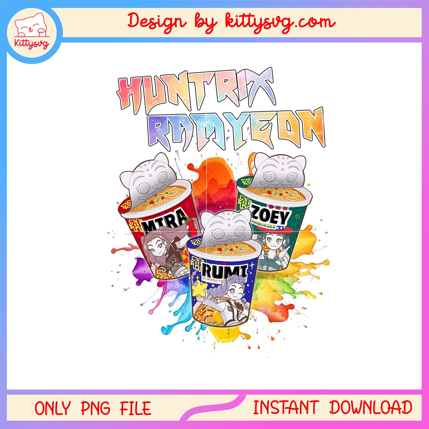 Huntrix ramyeon kpop demon hunters picture png, kpop ramen png