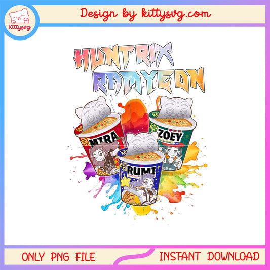 Huntrix ramyeon kpop demon hunters picture png, kpop ramen png