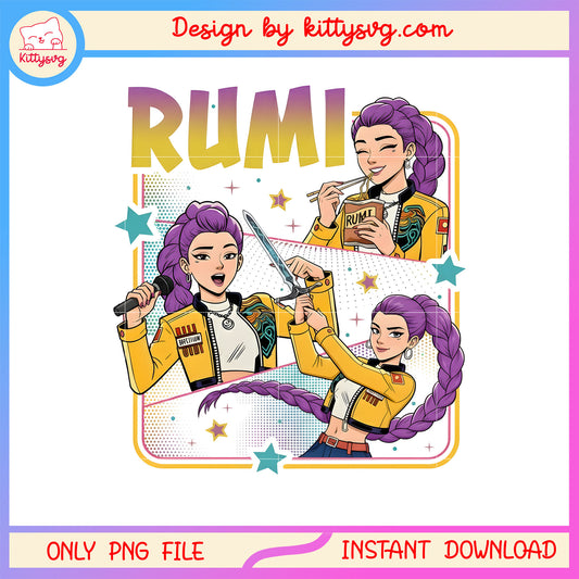Huntrix rumi character kpop group png, rumi kpop demon hunters png