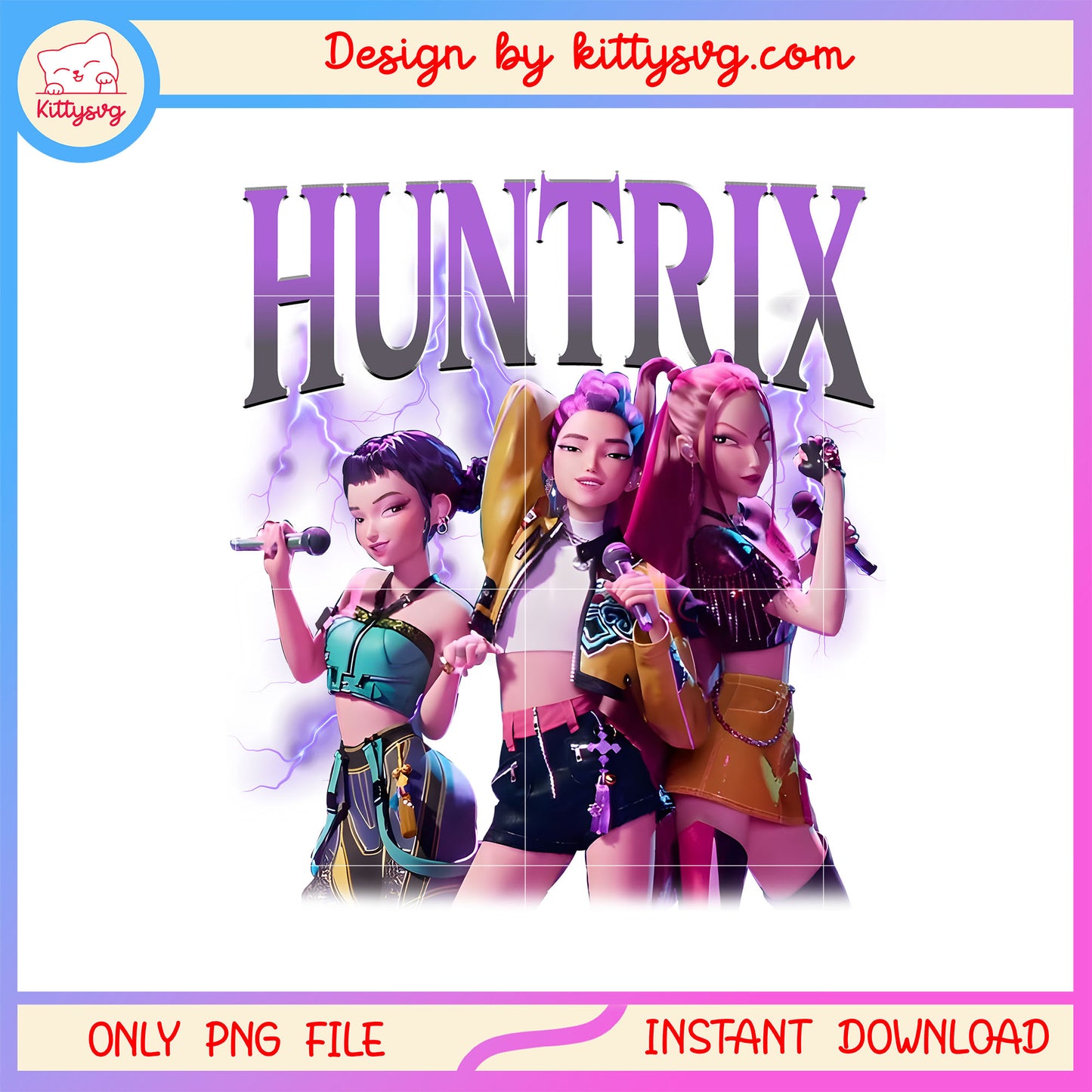Huntrix singing kpop group png, the huntrix group png