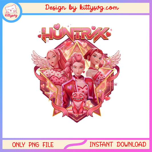 Huntrix sparkling pink valentine day png,  kpop demon hunters png