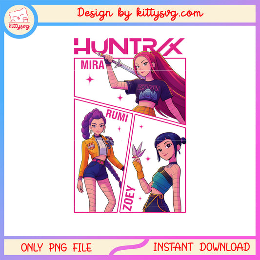 Huntrix star kpop group design png, kpop demon huinters png