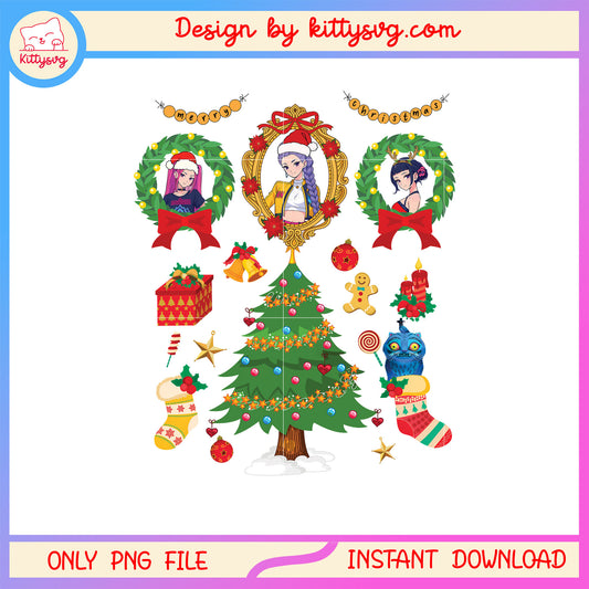 Huntrix tiger kpop christmas ornaments png, huntrix png