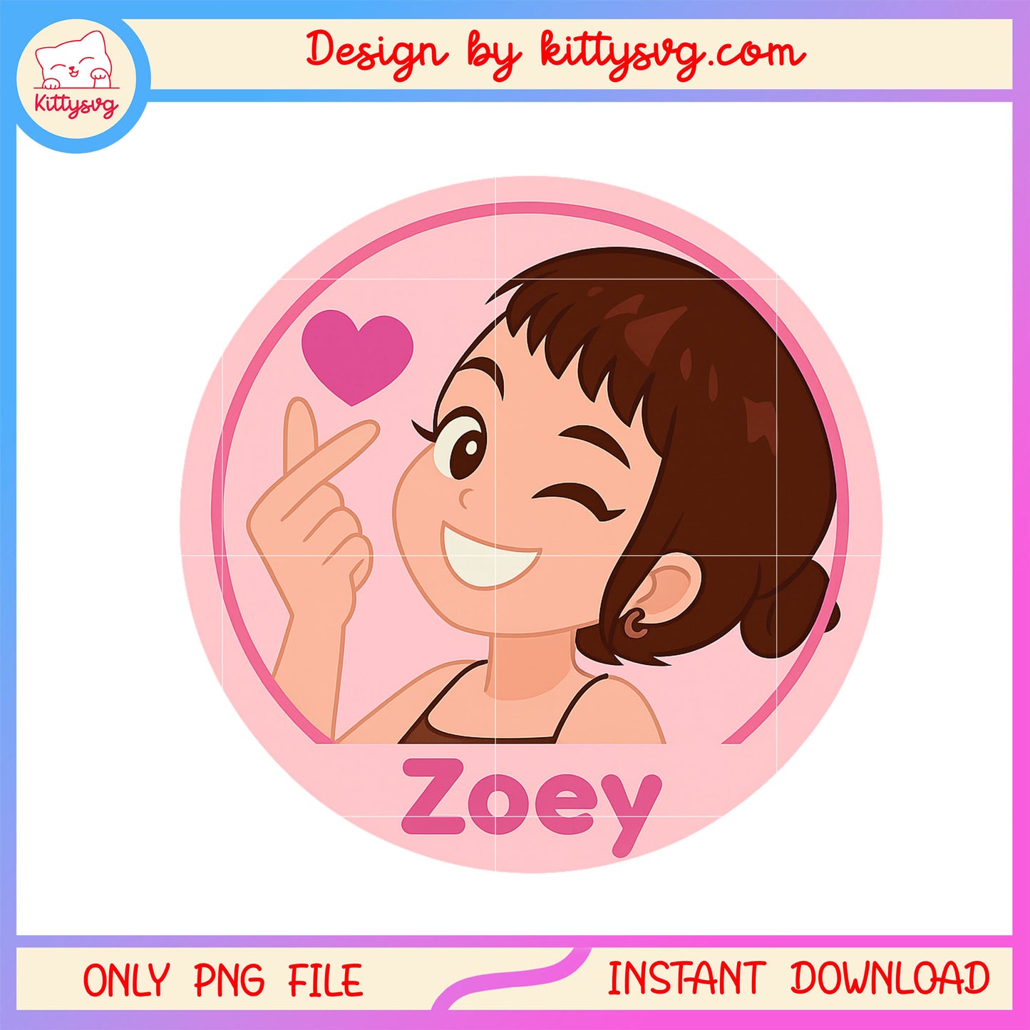 Huntrix zoey member cute sticker design png, k pop demonhunters png