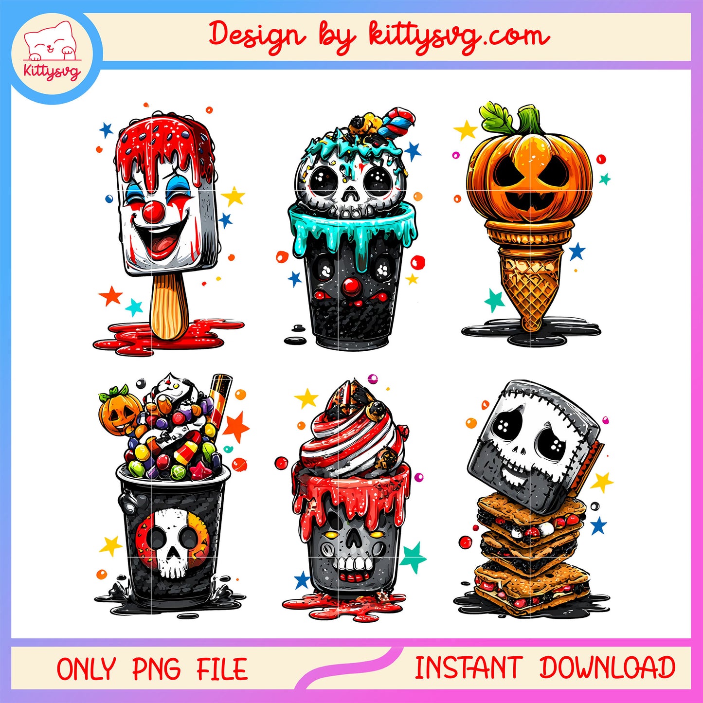 Ice cream horror movie characters design png, halloween movies png, ice cream png