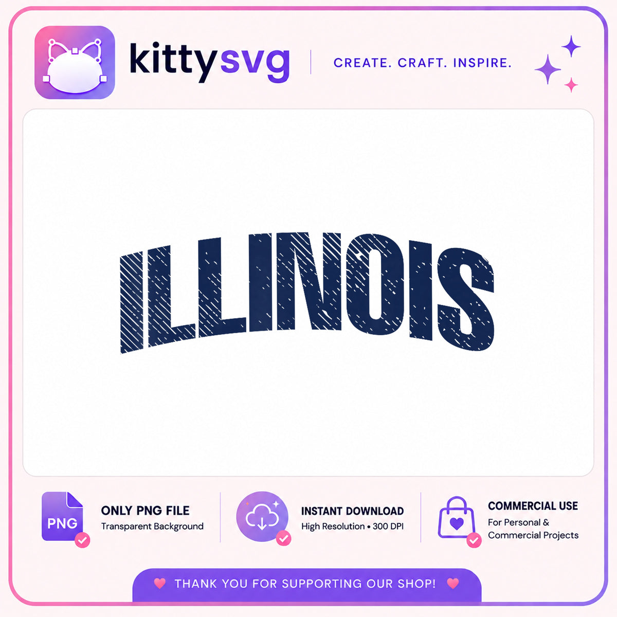 Illinois Arched Text PNG, State Pride Shirt Design, Illinois PNG