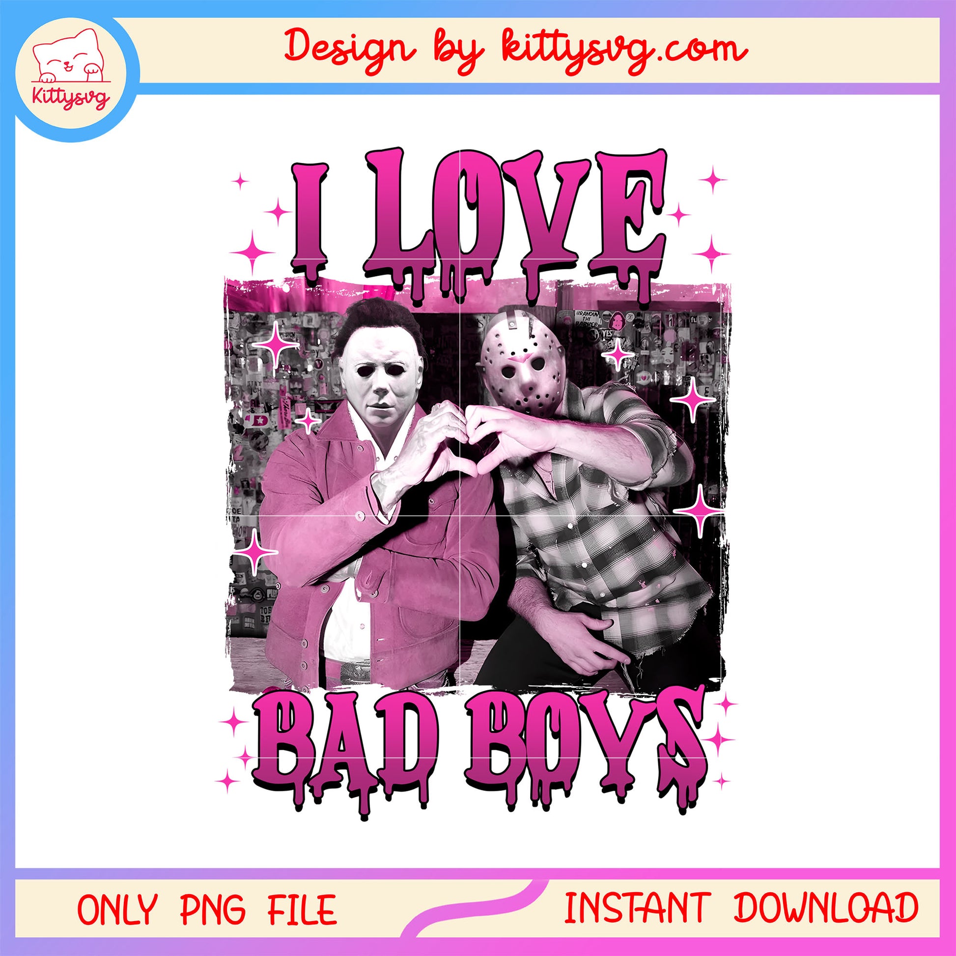 I love bad boys horror design png, michael myers movie png, jason voorhees png