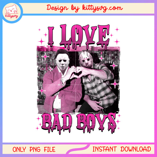 I love bad boys horror design png, michael myers movie png, jason voorhees png