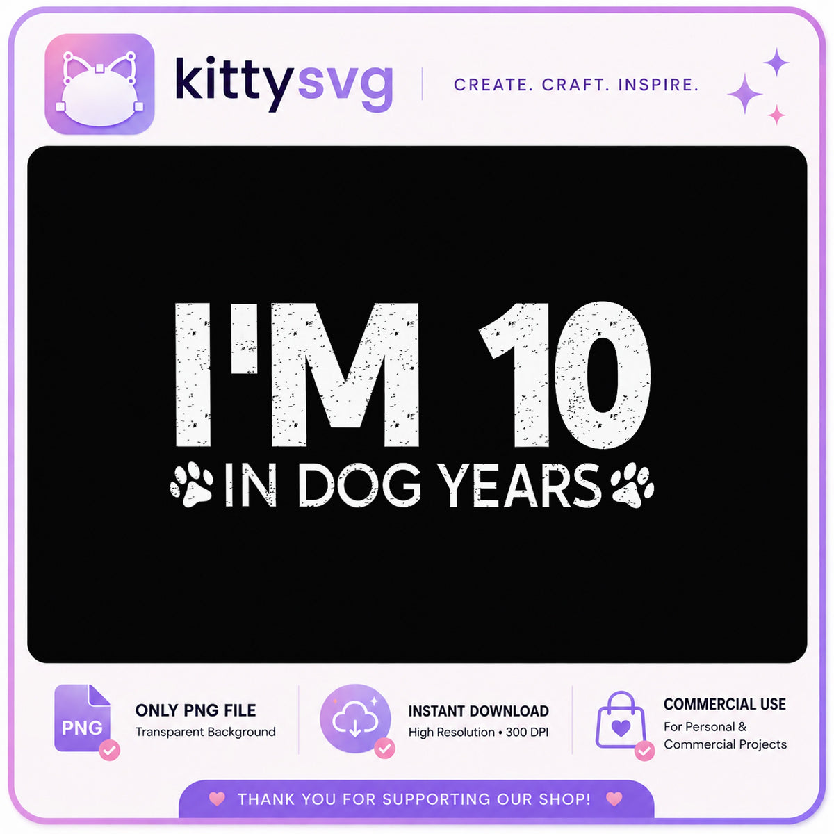 Im 10 In Dog Years PNG, Funny Dog Birthday PNG, Dog Lover PNG